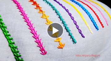 10 Colorful Basic Hand Embroidery Border Stitches for Beginners-79,Hemline Embroidery, #Miss_A