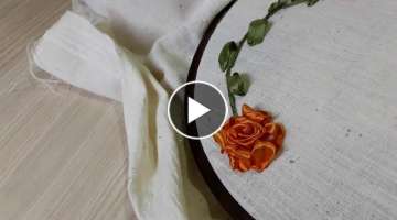 #Kurdela nakışı düz yatık gül yapımı - Ribbons embroidery flat slanted rose making