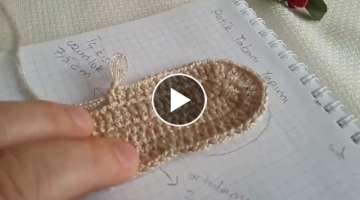 Dantelli ,kurdela nakışlı bebek patiği yapımı (taban kısmı video : 1 )