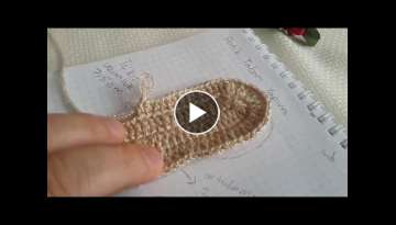 Dantelli ,kurdela nakışlı bebek patiği yapımı (taban kısmı video : 1 )
