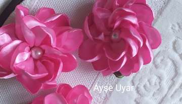 Kurdela nakışı yakma yöntemiyle çiçek yapımı- ribbon art 