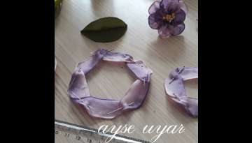 @Kurdela nakışı Japon gülü nasıl yapılır ?How to make a ribbon embroidery Japanese rose?
