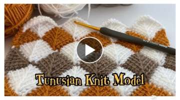 Easy Tunisian Knitting Pattern Making -4-/ Kolay Tunus İşi Örgü Modeli Yapımı -4-