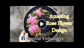 Amazing Rose Flower Ribbon Embroidery Design