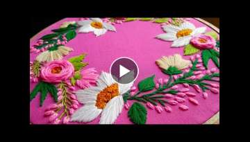Hand Embroidery, Floral Wearth, Embroidery for beginners, Tiutorial part-29.
