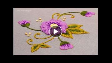 Pistil Stitch Flower Embroidery Design, Hand Embroidery Single Flower for Beginners-567