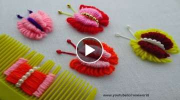 Hand Embroidery Amazing Trick| double layer Butterfly Embroidery Trick| super Easy Sewing Hack