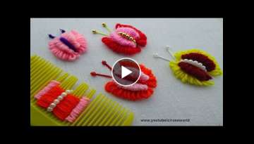 Hand Embroidery Amazing Trick| double layer Butterfly Embroidery Trick| super Easy Sewing Hack