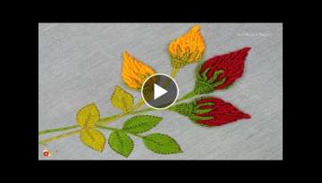 Uncommon hand embroidery flower design, Exclusive flower embroidery, Exclusive design on fabric-4...