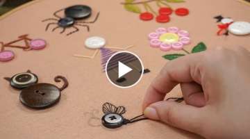 10 CUTE BUTTON EMBROIDERY ART: Simple Stitching Ideas