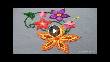 Hand Embroidery Flower Variation, Different Flower Embroidery Design, Shining Hand Embroidery -18...