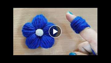 Amazing Woolen Flower Craft Idea using Finger - Easy Woolen Flower Making