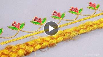 Hand Embroidery Easy Cute Borderline||Use Borderline in Your Dupatta||दुपट्टा स�...