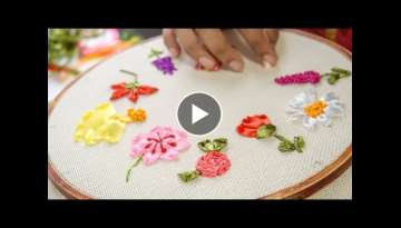 10 RIBBON EMBROIDERY FLOWERS: Hand Stitching Tutorial for Beginners