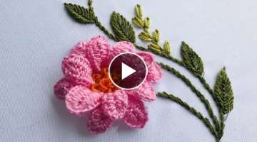 Hand Embroidery: Fantasy Flower Embroidery -Table cloth Embroidery - Brazilian Embroidery
