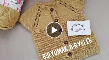 1 YUMAK 1 YELEK \YENİDOĞAN BEBEK YELEĞİ /Crochet knitting