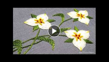 Hand Embroidery Yellow White combined Flower, Easy Step by step Hand Embroidery For beginners-340