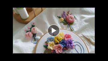 1. 푸른 꽃병자수 Blue Vase Embroidery l 프랑스자수