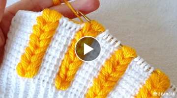 muhteÅŸem Tunus iÅŸi iki renkli BaÅŸak Ã¶rgÃ¼ modeli tunicana crochet