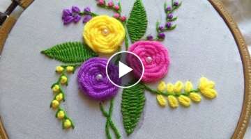 Hand Embroidery - Roses With Woven Wheel Stitch - Spider Web Stitch For Beginners