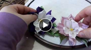 Kurdela nakışı seccadelik zambak çiçeği yapımı -Ribbon art