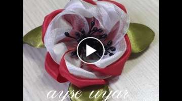 D.I.Y Kurdela nakÄ±ÅŸÄ± Ã§iÃ§ek yapÄ±mÄ± ( D.I.Y Ribbons embroidery flower making)