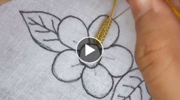 hand embroidery: beautiful flower with beads| modern flower embroidery