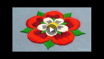 Easy Satin Stitch Flower Embroidery Design, Very Simple Flower Stitching Tutorial-603
