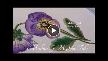 Floral Embroidery | Long & Short stitches | How to embroider a Viola flower