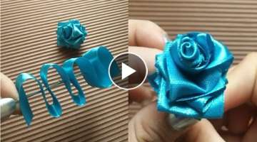 Amazing Ribbon Flower Work- Hand Embroidery Flowers Design #sewinghacks #embroideryhacks #sewingh...