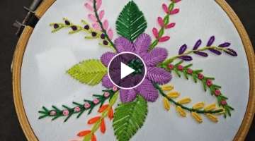Hand Embroidery | Raised Fishbone Stitch Flower Embroidery | Fantasy Flower Stitch