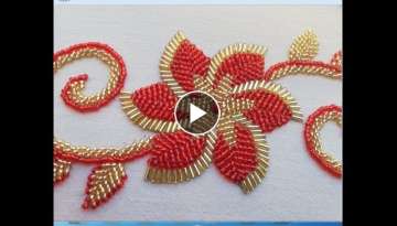 hand embroidery hand embroidery design :flower with long beads.