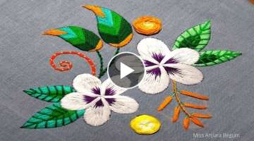 Twin White Embroidery Flowers,Hand Embroidery Online Class,Cute Embroidery Designs-103, #Miss_A